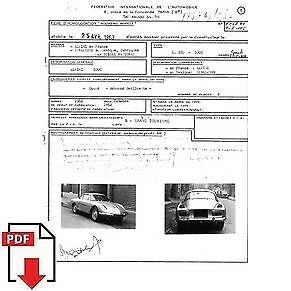 1965 Alpine A110 1100 L FIA homologation form PDF download